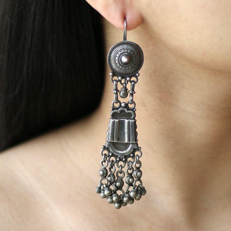 Buy oxidised silver earrings on sale online