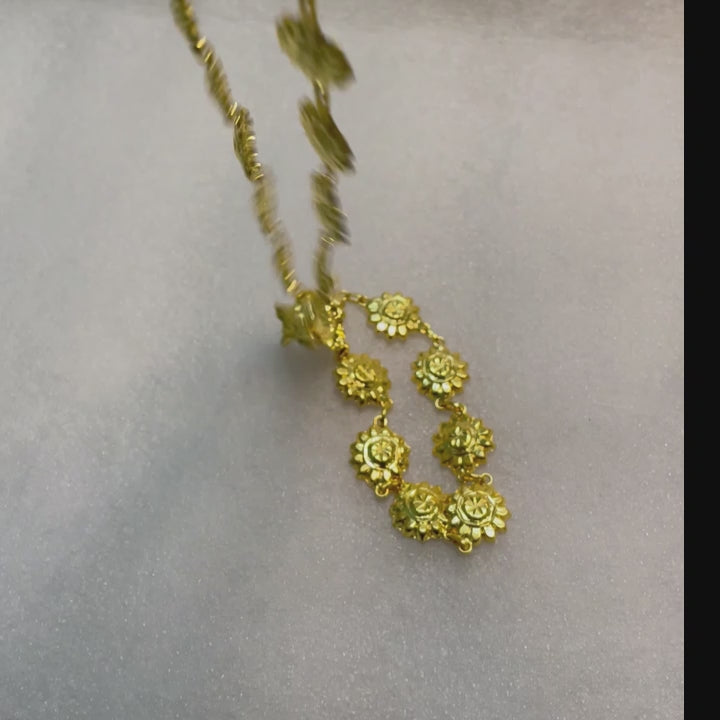 Gold Plated Jamdani Cut Work Long Necklace Set - dba072